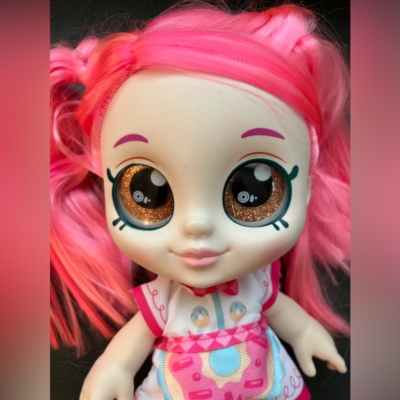 Kindi Kids 10" Doll Donatina Pink Hair Donut Dress Apron Pink Removeable Shoes - Picture 2 of 6